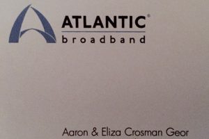 Picture of an envelop from Atlantic Broadband to: Aaron & Eliza Crosman Geor