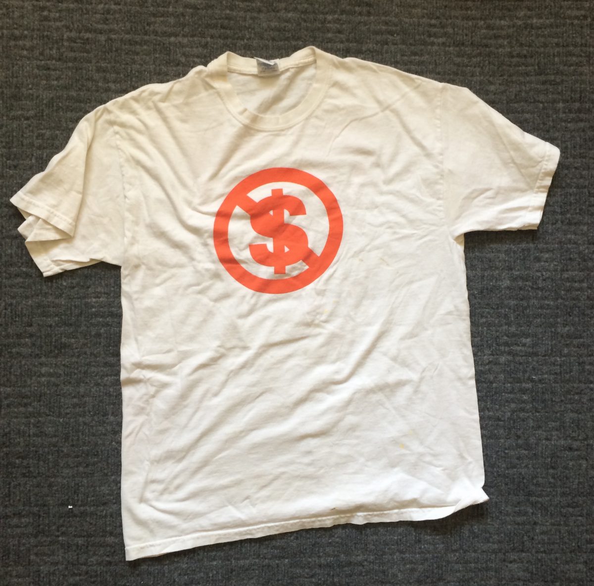 T-shirt with cross out dollar sign