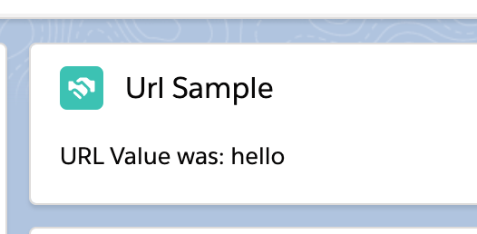 A screenshot of the sample component displaying the provided text of "hello".