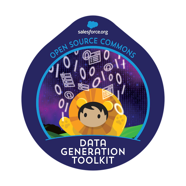 Data Generation Toolkit Logo featuresLoinheart Astro with bits falling on him above the project label.