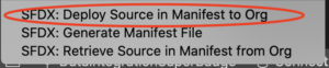 Another contextual menu snippet, now with Deploy Source In Manifest circled.